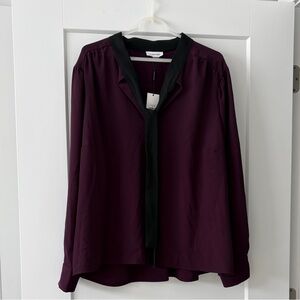 Calvin Klein Plum Blouse with Black Trim
